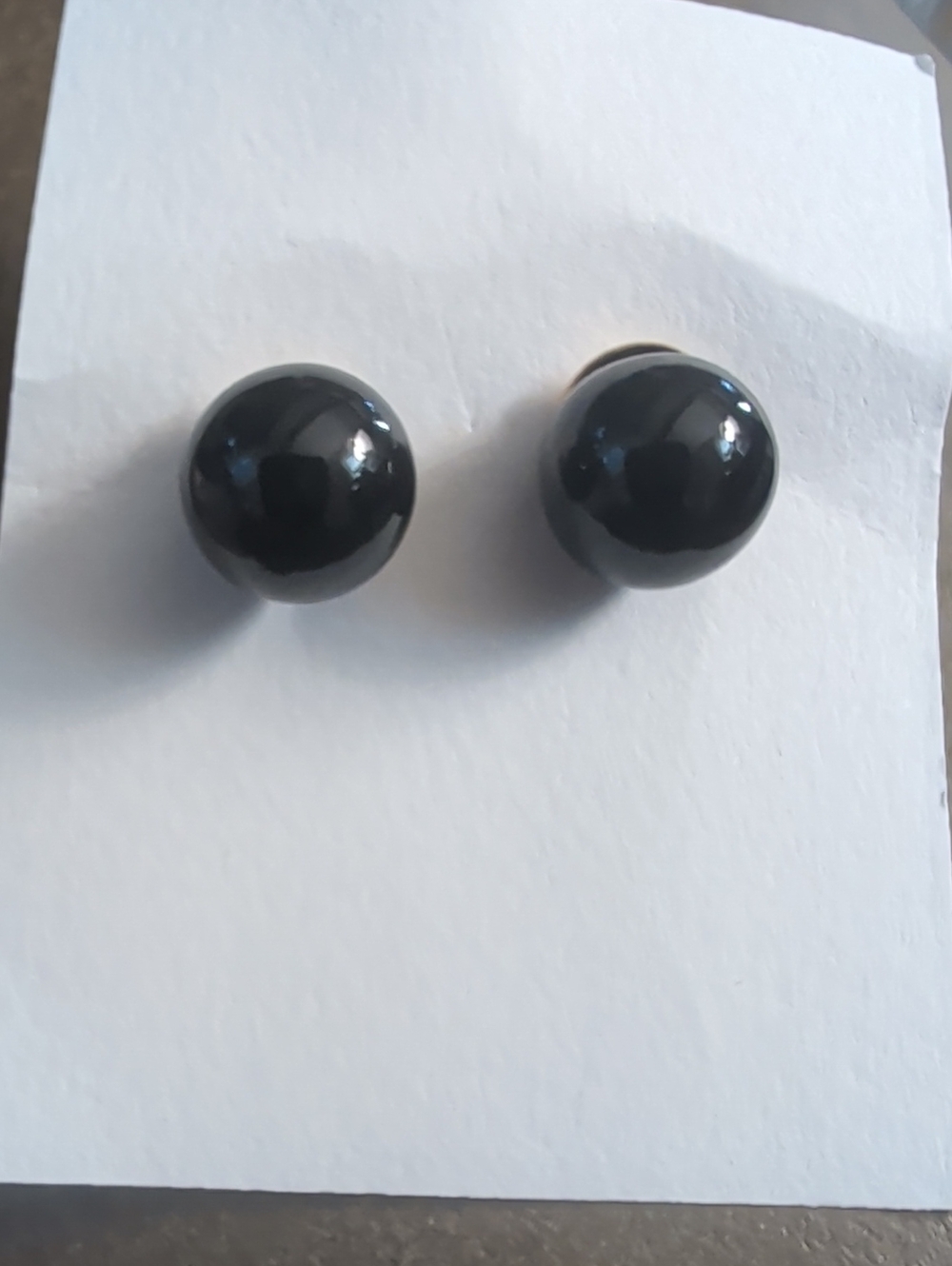 Monet Earrings Vintage Signed Black Brown bead ball circle